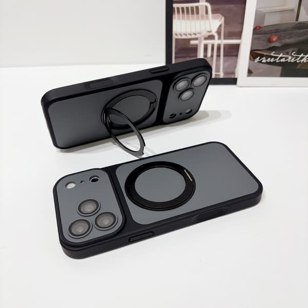 Magnetisk iPhone-cover med roterende stativ, stødsikkert beskyttelsescover til iPhone 18/17/16, justerbar telefonholder*iPhone 16 Pro Max*sort black iPhone 16 Pro Max