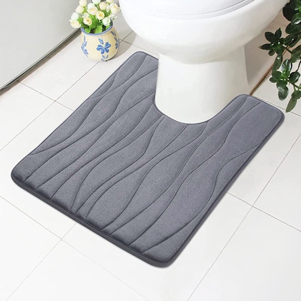 U-shaped toilet pedestal bath mat - 50 x 60 cm, dark grey