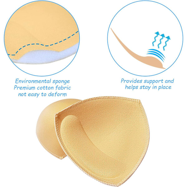 Parit Rintaliivien Täyte, Irrotettava Urheilurintaliivin Kuppi Kolmio 4 Paria Hieronta Beige 4 Pairs Massage Beige C/D