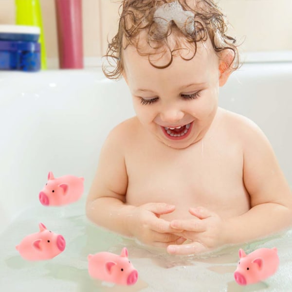 20 kpl mini kumiporsas Baby Bath Toys Pink Rubber Screaming Sound Piggie Party