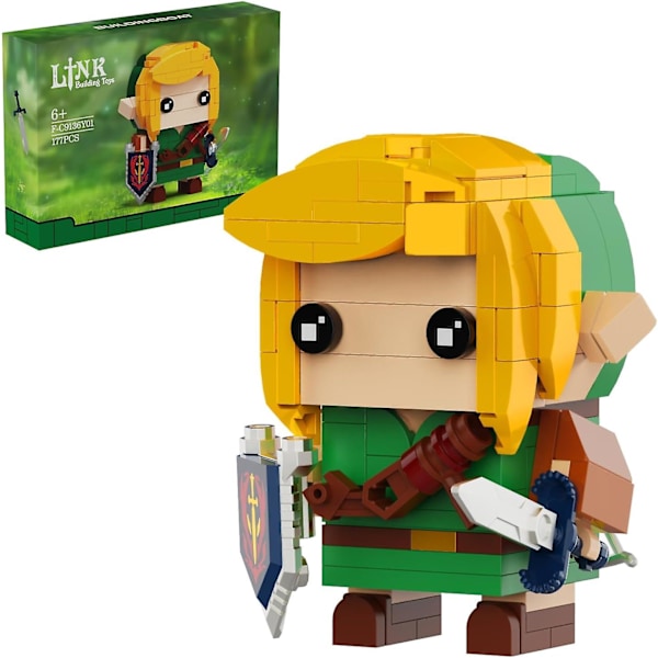 Link Bygge Sæt, Link Figur Holder Mastersword og Hylian Shield, Legetøj Gave til Fans Børn Voksne (177 Stykker) {DB}