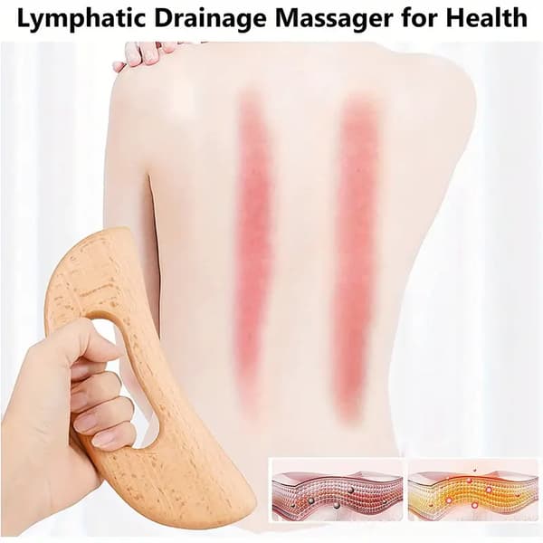 Gua Sha -hierontaväline, puinen hoitohierontaväline, imusolmukemassaa, Grip Scratch Board