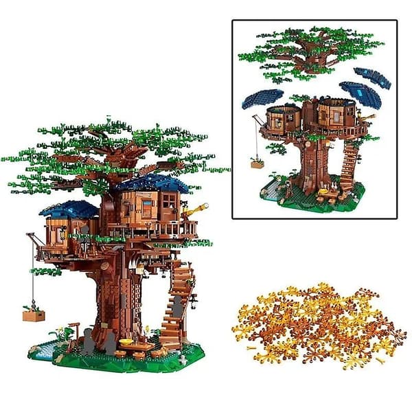 Fire årstider træhuse jungle byggeklods IDEAS serie MOC 21318 byggeklodsmodel samlelegetøj børnegave (BT)