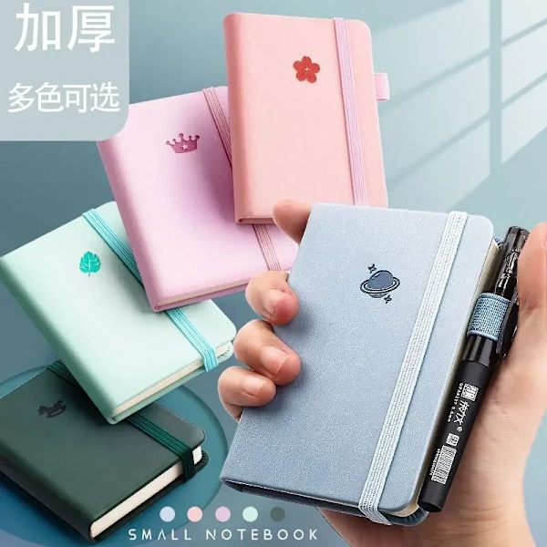 Mini A7 Fickanteckning Handgjord Läder 100 Ark Anteckningsblock Bärbar Resedagbok Planerare Schema Kawaii Skola Kontorsmaterial Ljusgrön light green A7