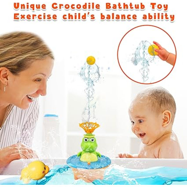 Lysende baby badelegetøj - Krokodille pool vandspil - LED badelegetøj - 5 spray styles badelegetøj med optræk and - til piger og drenge