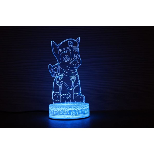 Paw Patrol lampe 3D Illusion natlys, fjernbetjening bord