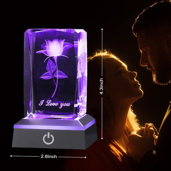 3D Rose Crystal Fødselsdagsgaver til hende Valentinsdag Jubilæum Mors dag