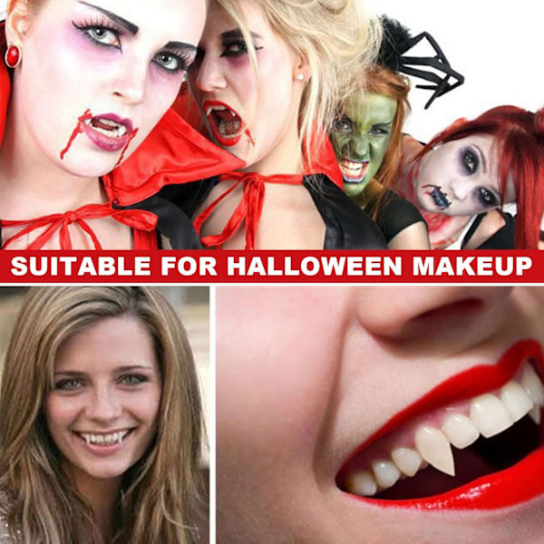 4 Stykker Akrylharpiks Falske Tænder Tandprotese Falske Tænder Halloween Gyser Tænder Halloween Makeup Cosplay Kostume Fest Ornament Tilbehør (4 stk)