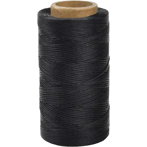 Læder sytråd 150D 1 mm vokset hæklet (sort)