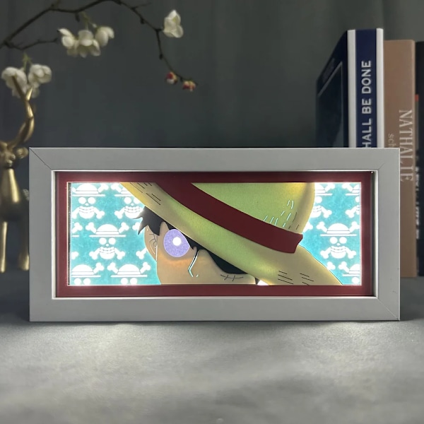 3D Anime LED Valolaatikko One Piece Zoro Luffy Toimintahahmo Leluja Huoneen Sisustus Tunnelma Pöytävalaisin Lapsille Syntymäpäivälahja Luffy käyttää ha Luffy wearing hat RGB Colors Light