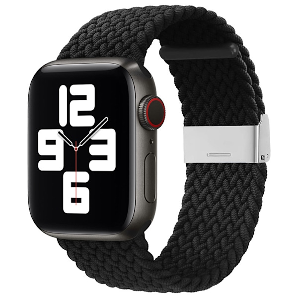 Kompatibel med Apple Watch-reimer 40mm til 49mm rem Flettet nylon Justerbar spenne Rem Justerbar flettet enkeltløkke elastisk sportsrem sort black 38mmor40mmor41mm