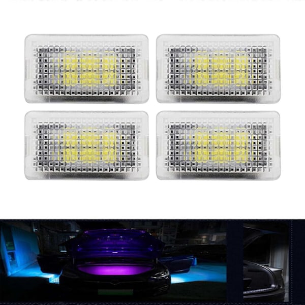 Tesla Model 3/Y/S/X Ultra-ljus LED-belysningskit för interiör - Bagageutrymmesbelysning, Dörrbelysning (4 st/set) - 6000k White