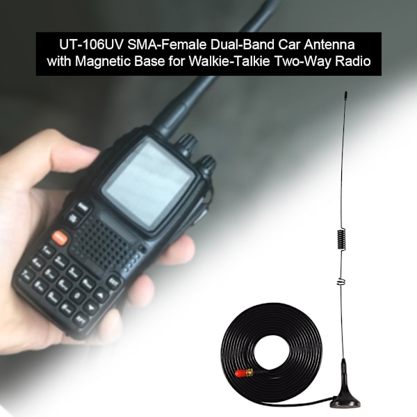 UT-106UV SMA Dual Band Hun Antenne til Bil med Magnetfod til Walkie Talkie To-vejs Radio++