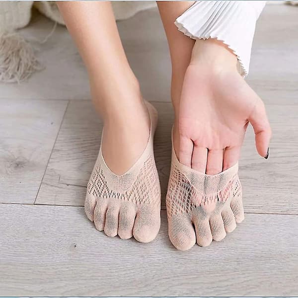 Tåstrumpor, 5 par femfingersockar atletiska för kvinnor
