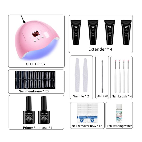 Gel Builder Set Gel Negleforlengelser Kit Nagelstudiosett 0.3