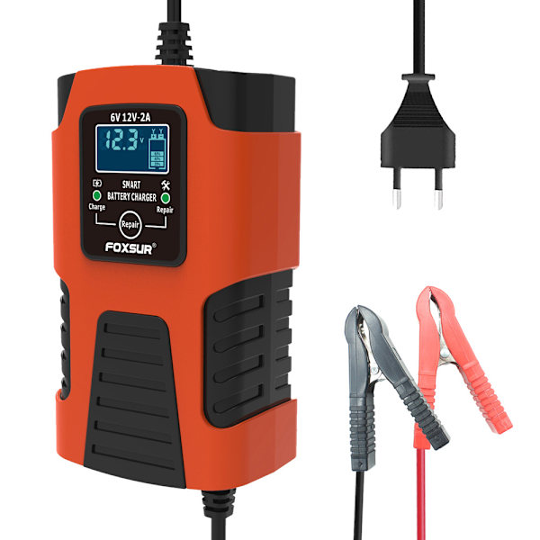 6V/12V 2A auton akun laturi: automaattinen, LCD-näyttö