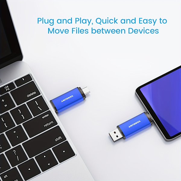 VANSUNY 32G/64GB/128G USB Type-C -muistitikku 2-in-1 Dual Flash Drive USB A + USB C OTG -muistitikku
