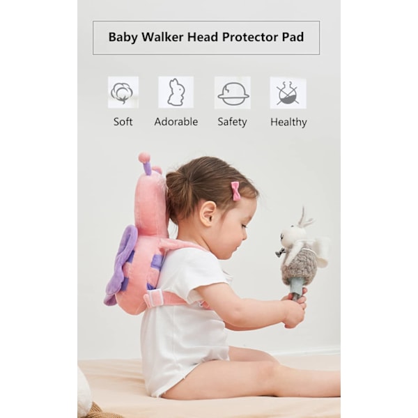 Toddler Baby Head Cover Cushion Backpack Wear, Pink Butterfly