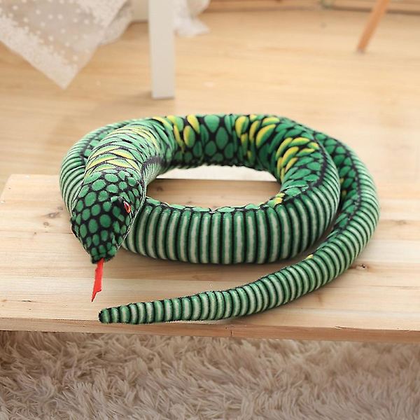 Sjov tegneserie slange plyslegetøj Grøn slange Green Snake 200 cm
