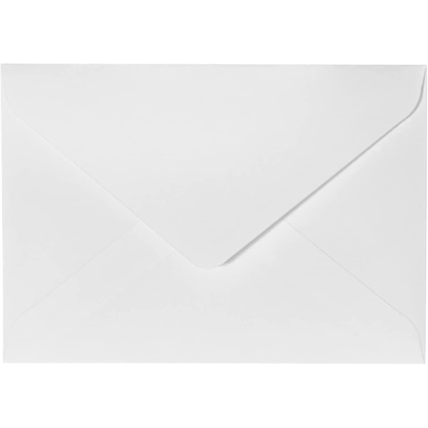 100-pack kuvert - C6-storlek - 4,5\" x 6,4\" - 130gsm - För gratulationskort, inbjudningar, födelsedagskort - Våtförslutning - Spetsig flik - Ren vit 1