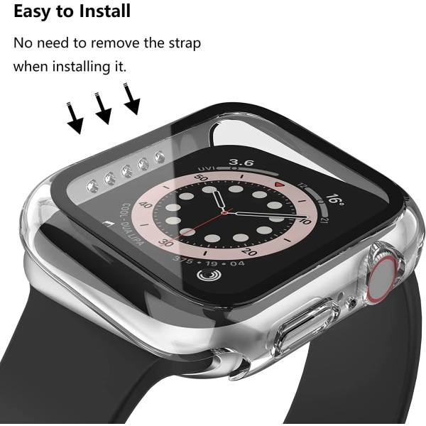 Härdat cover för Apple Watch Watch case 9 8 7 6 5 4 38 40 mm Tillbehör Skärmskydd iWatch-serien 44 mm 45 mm 41 mm 42 mm Transparent Transparent 19 Series 7 8 9 41mm