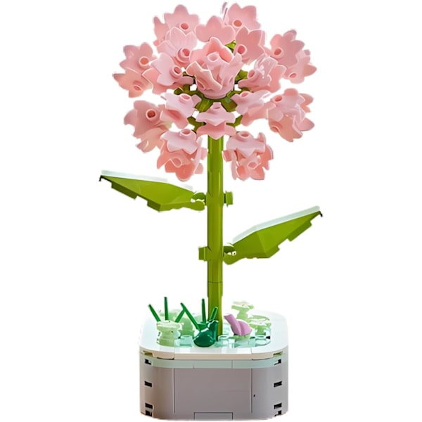Blomsterbuket Byggesæt med Base, Blomster Byggesæt Kunstige Planteblomster Byggeklodser til Hjemmekontor Dekoration, Fødselsdagsgaver, Skrivebord Carnation