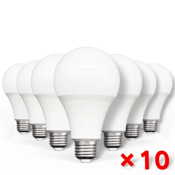 10 stk LED-lys E27 AC220V 240V Pære Reell Effekt 20W 18W 15W 12W 9W 5W 3W Lampada Stue Hjem LED Bombilla 6W 6W E27 220V