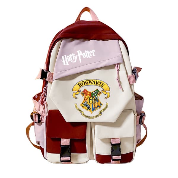 Harry Potter Gryffindor Rygsæk, Farveblok Studenter Skoletaske, Troldmands Tema Rejserygsæk**Rød 3 Red 3