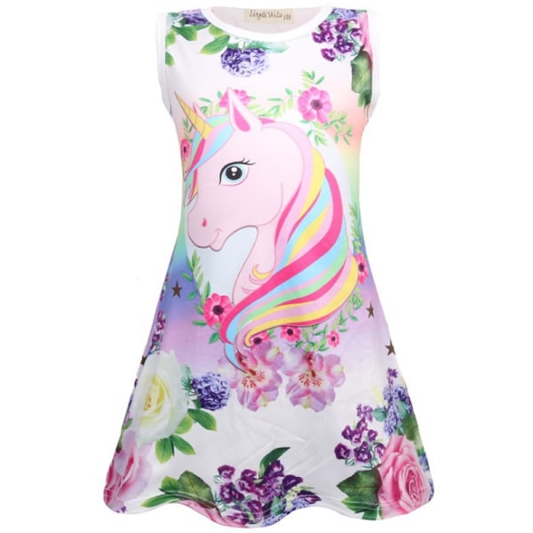 Barn Flickor Enhörning Sovkläder Pyjamas Tunika Natt Sommarklänning Lila purple 120 cm