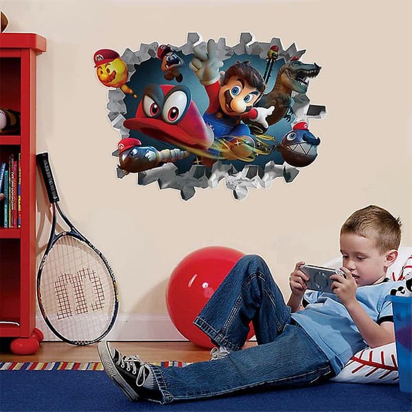 3D Super Mario Odyssey Väggdekal Mario Cappy Tapet