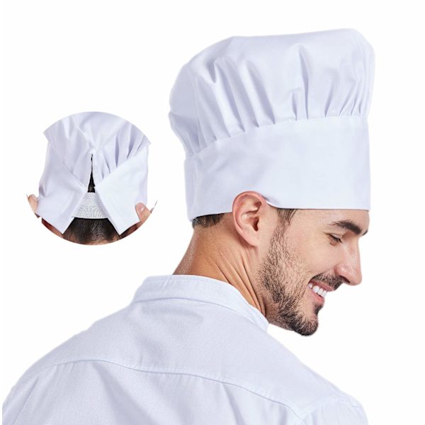 Unisex Hög Elastisk Kockmössa Matlagning Vagn Konditori Restaurang Bagare Kostym Mössa