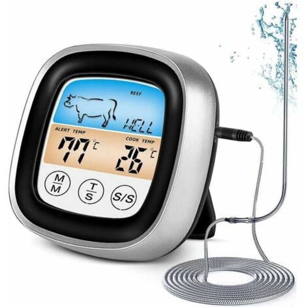 Kökstermometer, kötttermometer med extra lång sond, snabbavläsning
