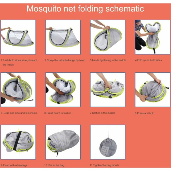 Vauvan kannettava taitettava ranta teltta Anti-UV hyttysverkko Matkasänky
