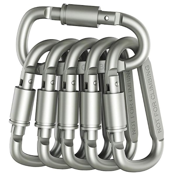 6-pack låsbara karbinhakar i aluminium för camping, fiske