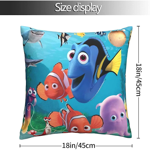 Mjuka kuddfodral med motiv av Hitta Nemo 45 X 45 cm fyrkantiga kuddfodral Bekväma dekorativa kuddfodral Lyxigt överdrag för soffa sovrum med i