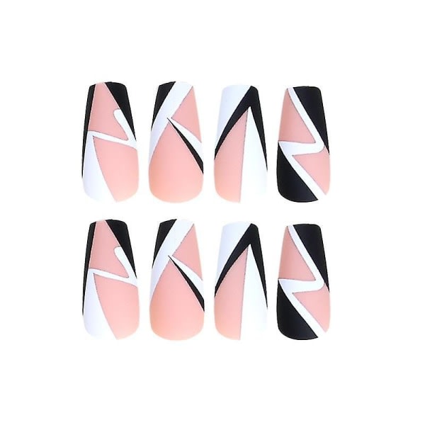Kista Naglar -konstgjorda False Nail Press On Nails Long With Designs Stick On Nails For Dam Girls Diy Black And White24stmixed Colors