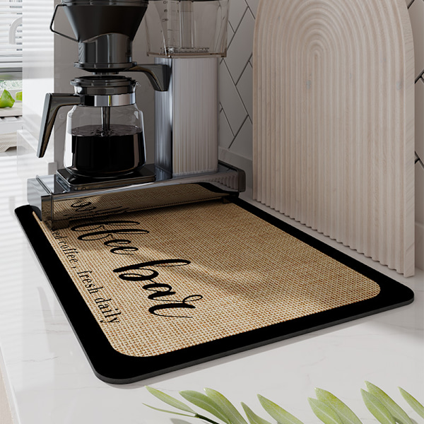 Kaffematta Kaffebarmatta - Döljer Fläckar Absorberande Gummibaksida Snabbtorkande Matta Passar Under Kaffebryggare Espressomaskin, 40x50cm[qb]