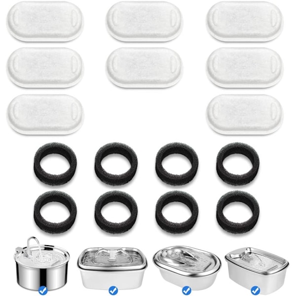 Automatisk kattvattenfontän med LED-lampa - 108oz/3.2L kapacitet och cirkulerande filtreringssystem - Perfekt för katter, hundar och flera husdjur filters 8 sponges
