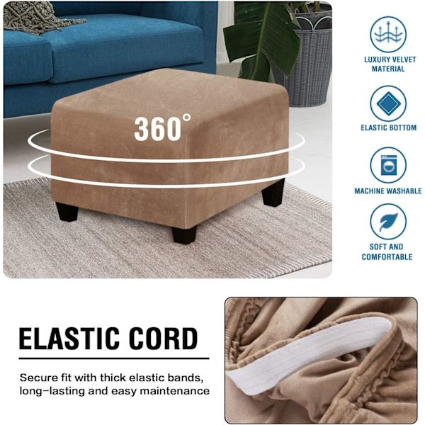 Fåtöljöverdrag för kvadratiska pallar, kvadratiska överdrag, förvarings pallskydd, stretchfåtöljöverdrag med elastisk botten, äkta sammetplyschtyg,
