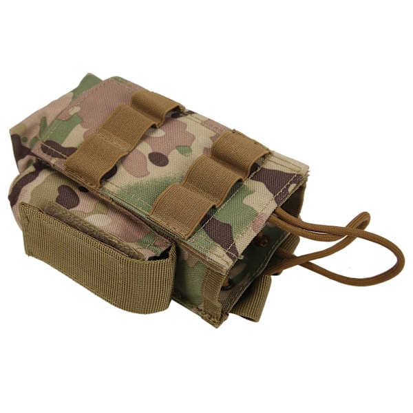 Molle Radioväska Mini Radiohållare Väska Vattentät Walkie Talkie Holster med Sidofickor Kamouflage