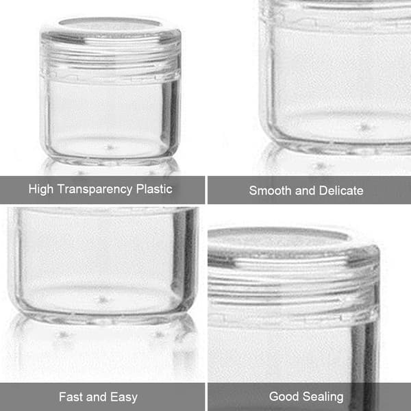 12 st transparenta plastförvaringsbehållare med rundad skruvlock