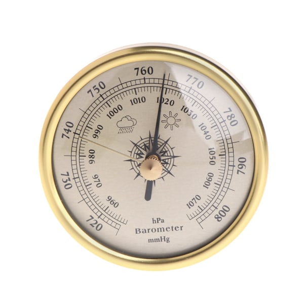 72mm Veggmontert Barometer 1070hPa Gullfarget Rund Skive Værstasjon Verktøy