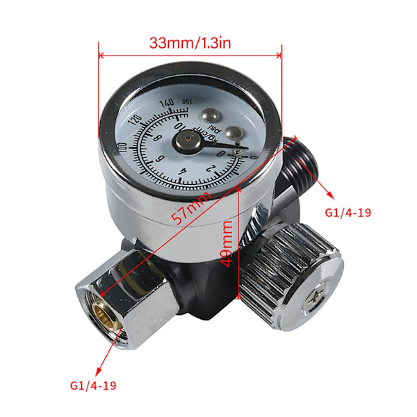 0-150PSI Trykkluftregulator for malingssprøyter med manometer 1/4 tomme[qb]