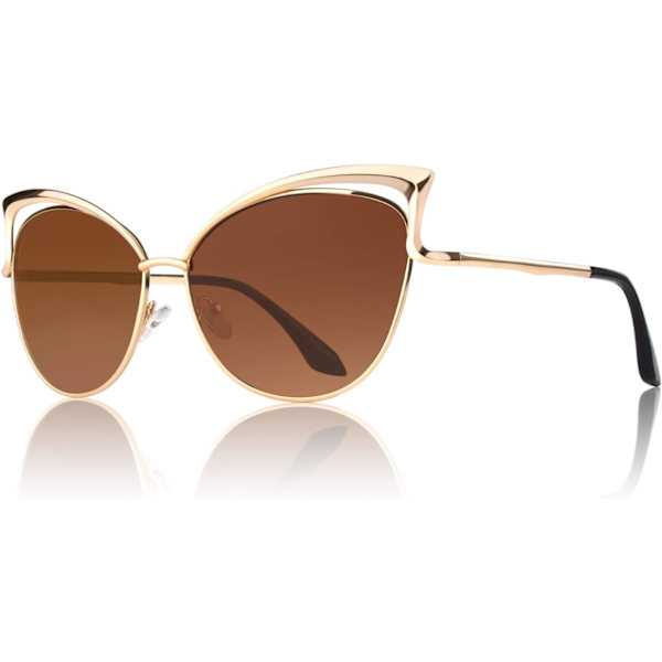 Trendy Oversized Solbriller for Kvinner Polariserte Cat Eye Søte UV400 Beskyttelse Brun Linse Brown Lens Brown