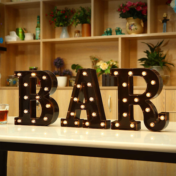 Store Bogstaver Lys Lys Op Alfabetet Marquee Lamper Navneskilt DIY Dekoration Til Væggen Soveværelse Børneværelse Bryllup Fødselsdagsfest Bar C
