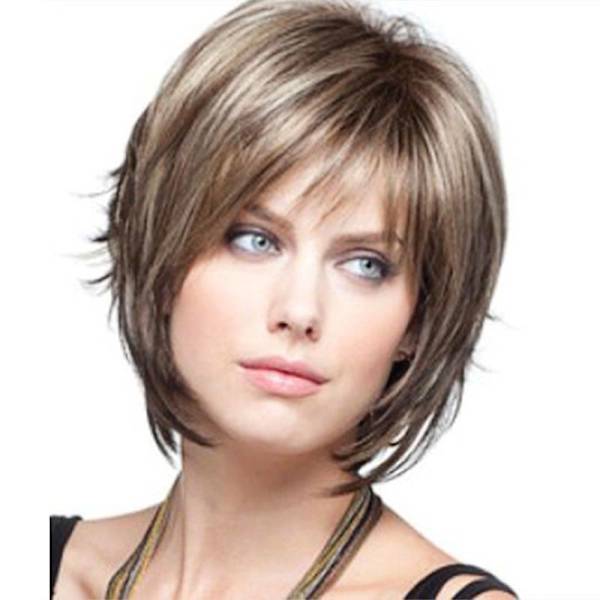 Kvinnors korta lockiga peruk beskuren Elf Che Ombre brun Cosplay