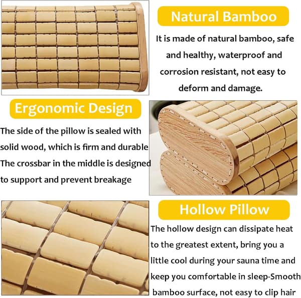 Bambu bastu nackstöd kudde, trä nackstöd bastutillbehör nackstöd för avkoppling hemmagym bastur spa ångbad