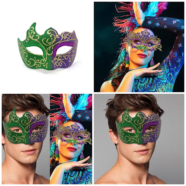 Naamio naamio naisille ja miehille, Venetsian naamio Halloweenille, Mardi Gras -asuille 0.06 6