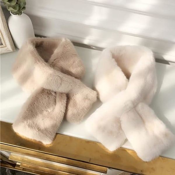 Kunstig pels tørklæde til kvinder (grå), 90 cm kunstig pels tørklæde damer sjal vinter
