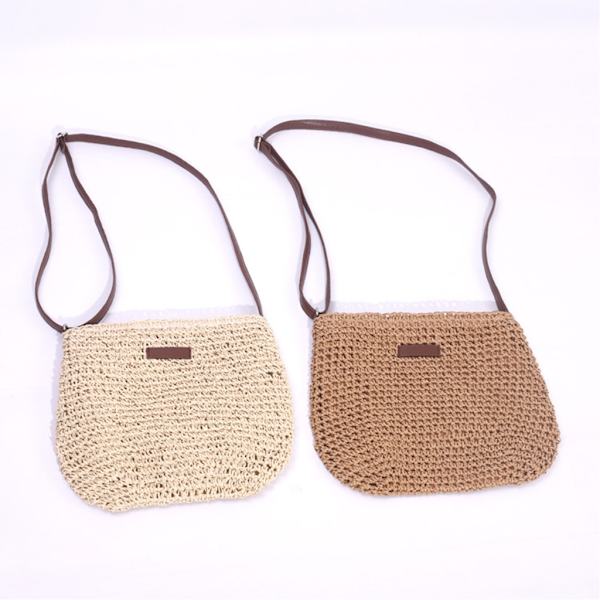 Sommar Straw Crossbody Väska Dam Strand Semester Vävd Axelväska Handväska Khaki 0.13